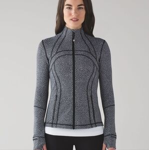 Lululemon Define Jacket Size 4 Frozen Fizz White Black Zip Pockets Thumb Holes